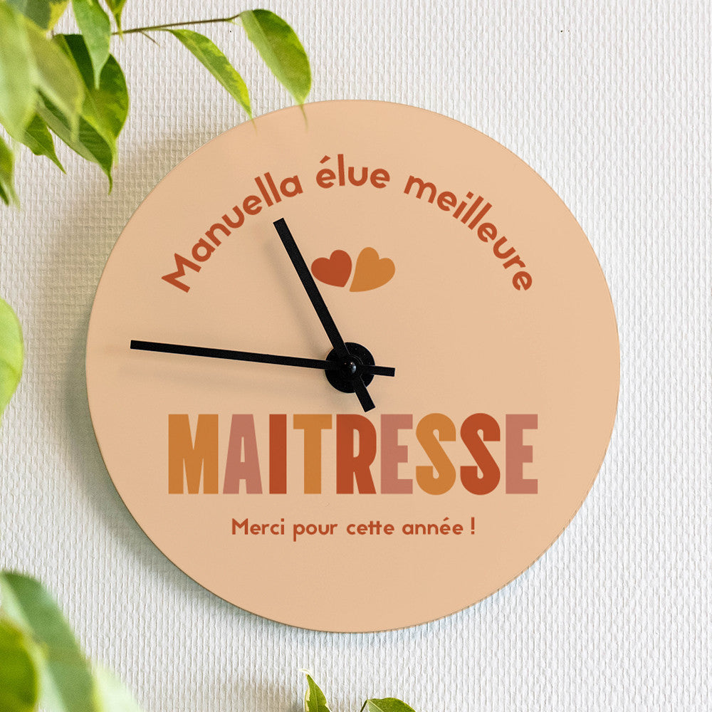 Horloge Murale Maîtresse à Personnaliser - Horloge Originale