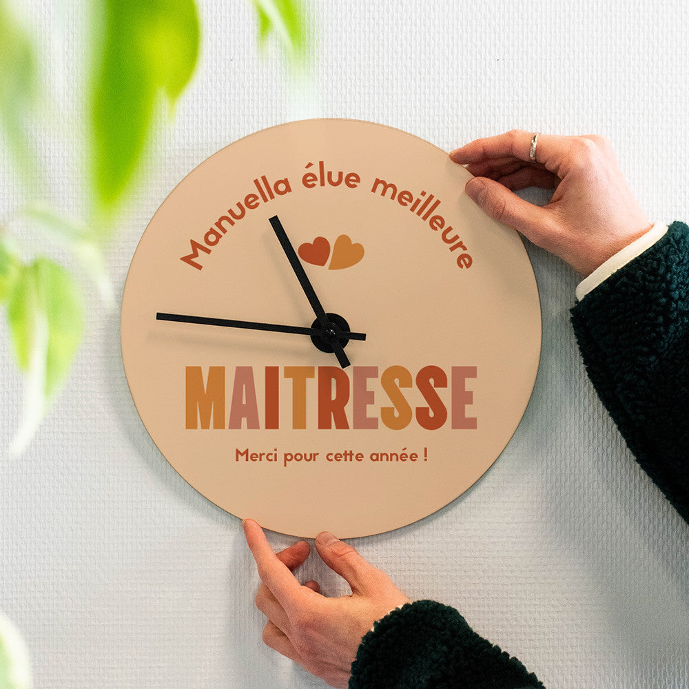 Horloge Murale Maîtresse à Personnaliser - Horloge Originale