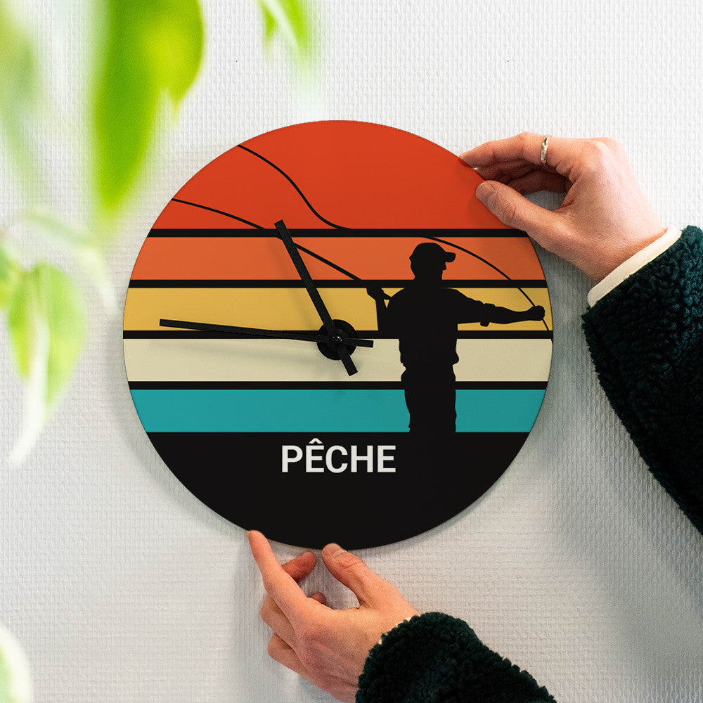 Horloge Murale Pêche à Personnaliser - Horloge Originale