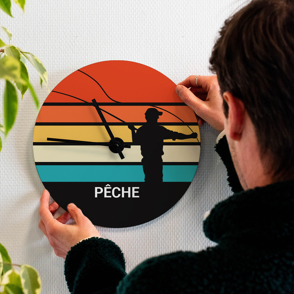 Horloge Murale Pêche à Personnaliser - Horloge Originale
