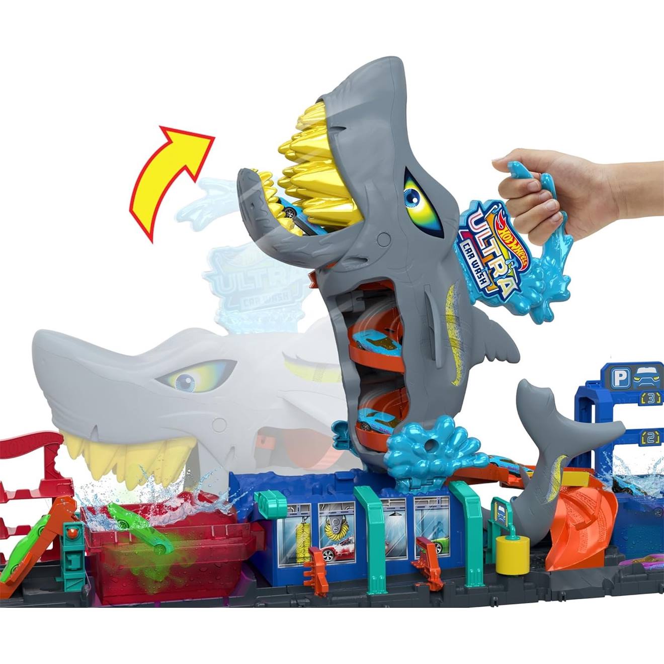 Hot Wheels city-station de lavage requin coffret voiture multicolore