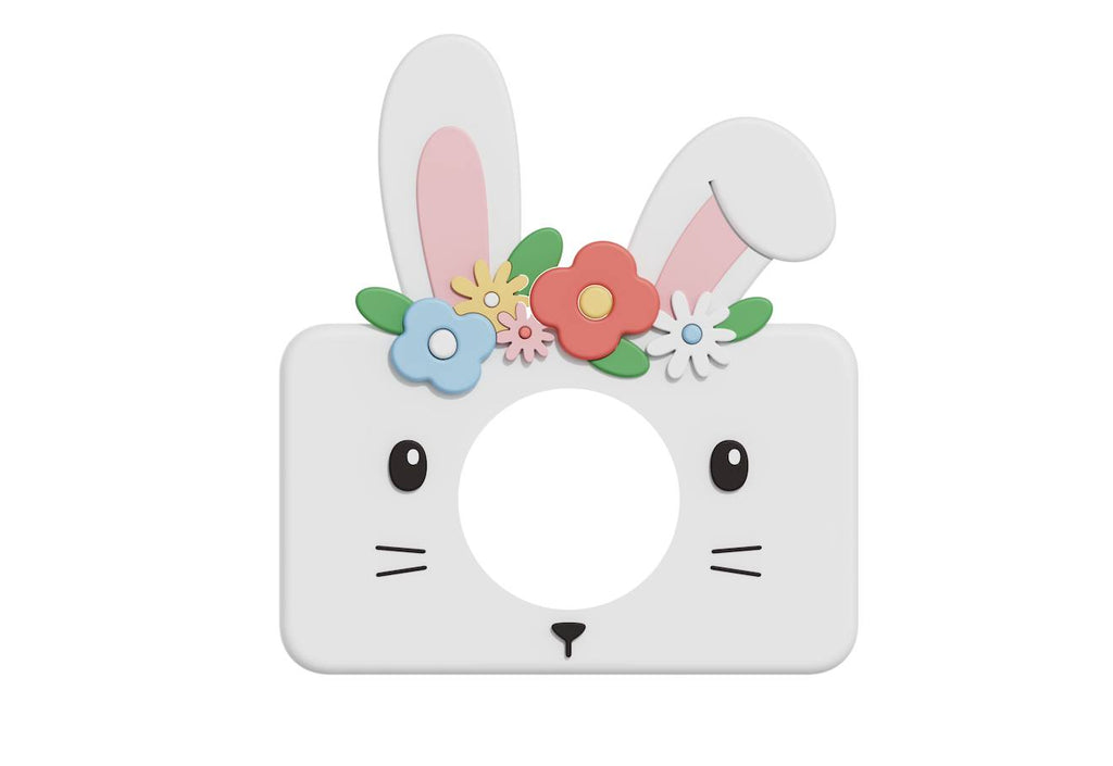 Housse en silicone lapin des fleurs blanc