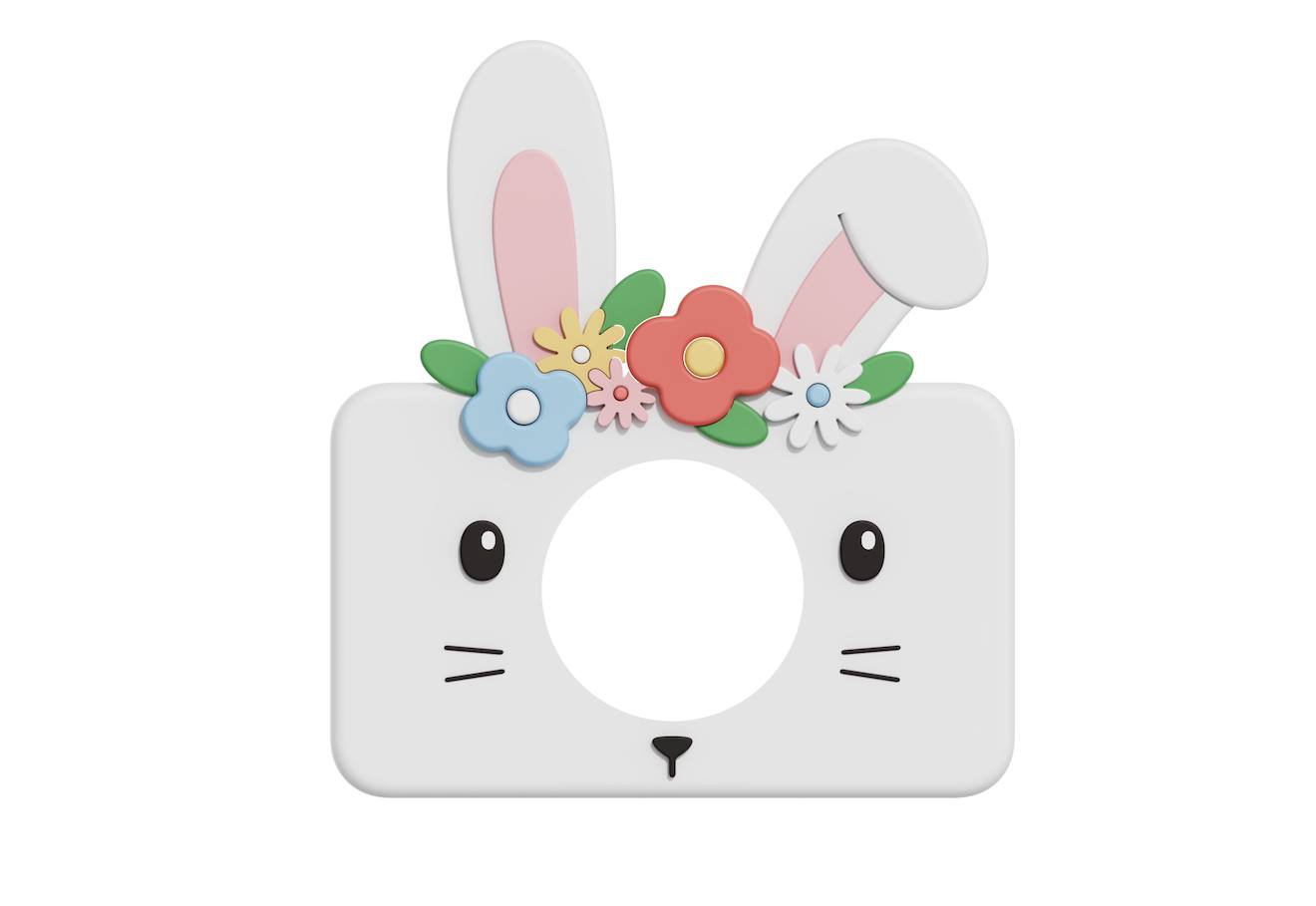 Housse en silicone lapin des fleurs blanc