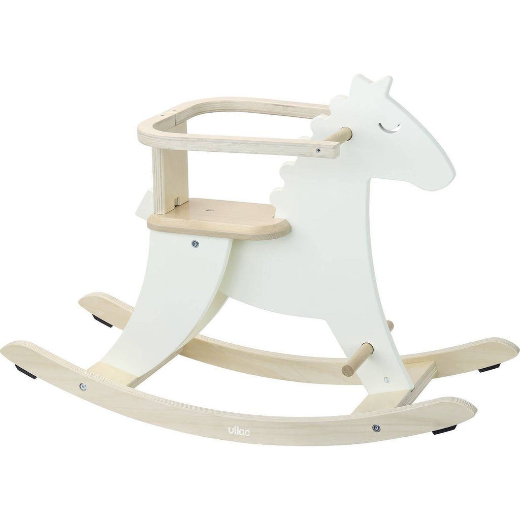 Hudada cheval à bascule blanc crème avec arceau blanc