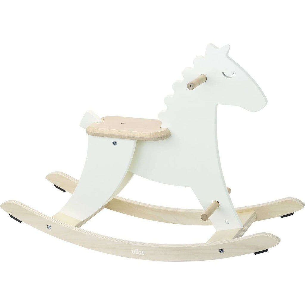 Hudada cheval à bascule blanc crème avec arceau blanc
