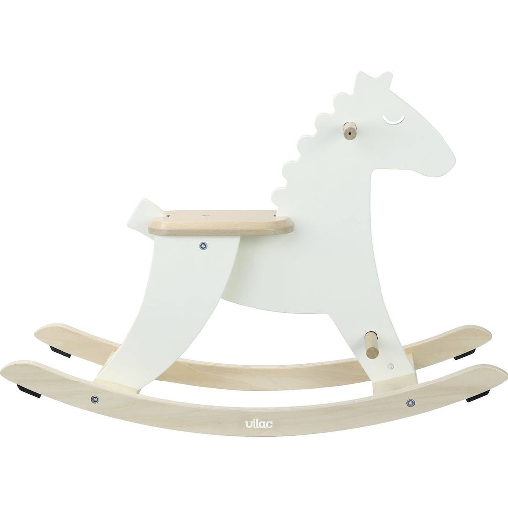Hudada cheval à bascule blanc crème avec arceau blanc