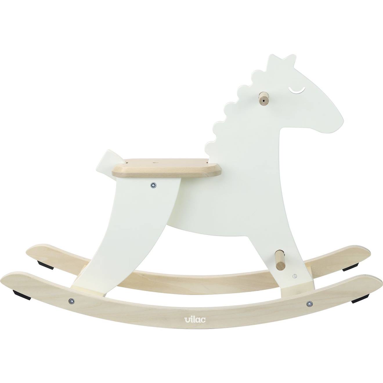 Hudada cheval à bascule blanc crème avec arceau blanc