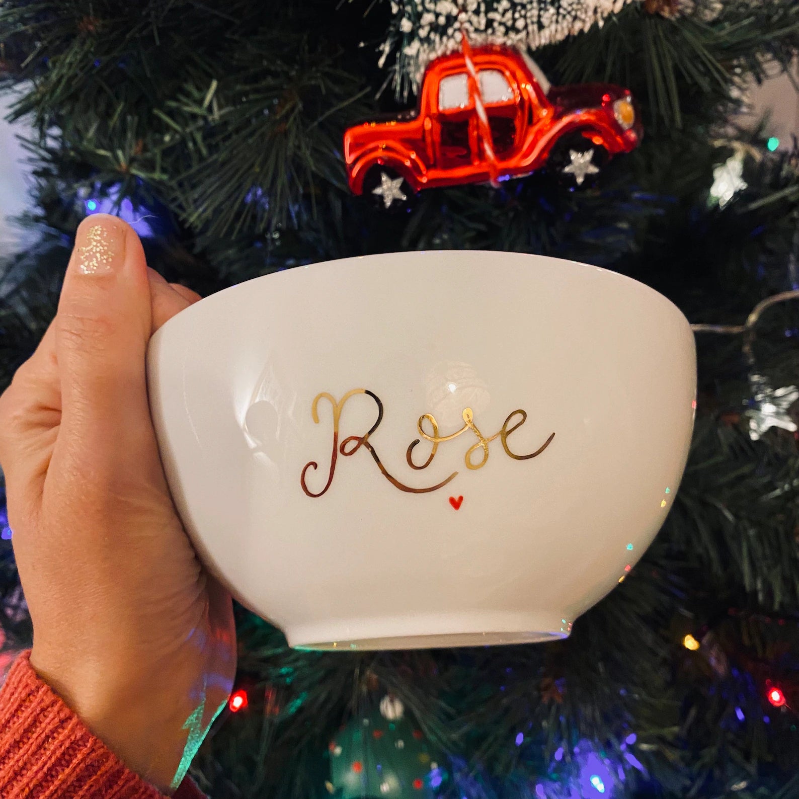 Bol en porcelaine personnalisé - Peint à la main avec votre prénom ou message