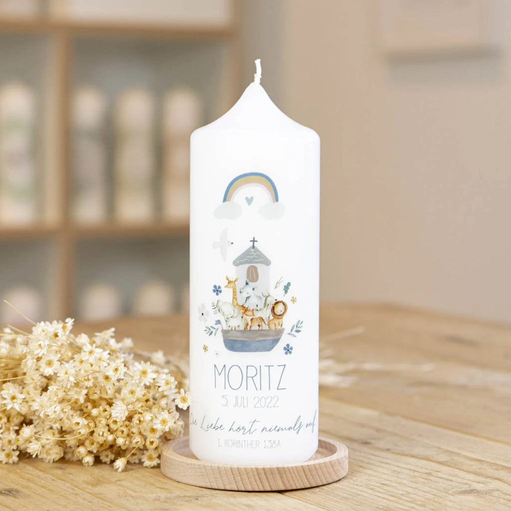 Bougie de baptême Arche de Noé personnalisée