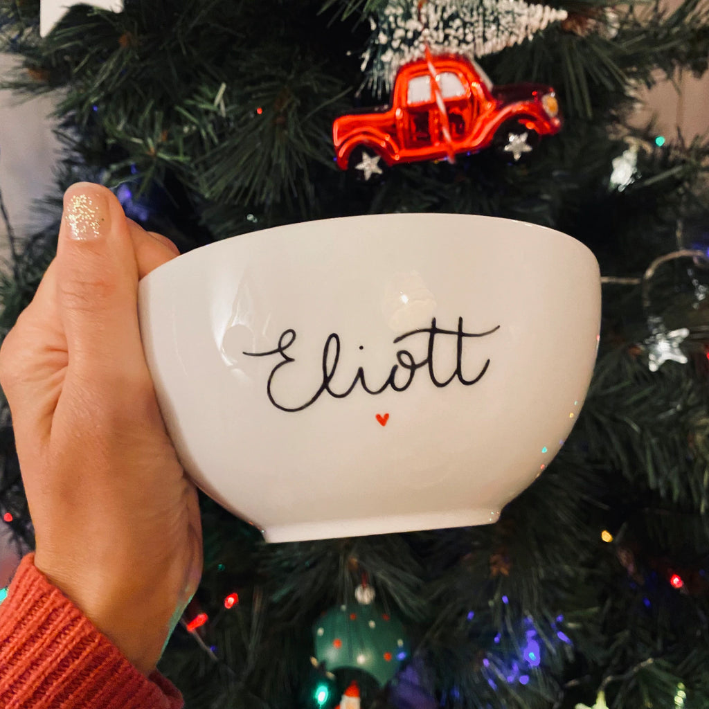Bol en porcelaine personnalisé - Peint à la main avec votre prénom ou message