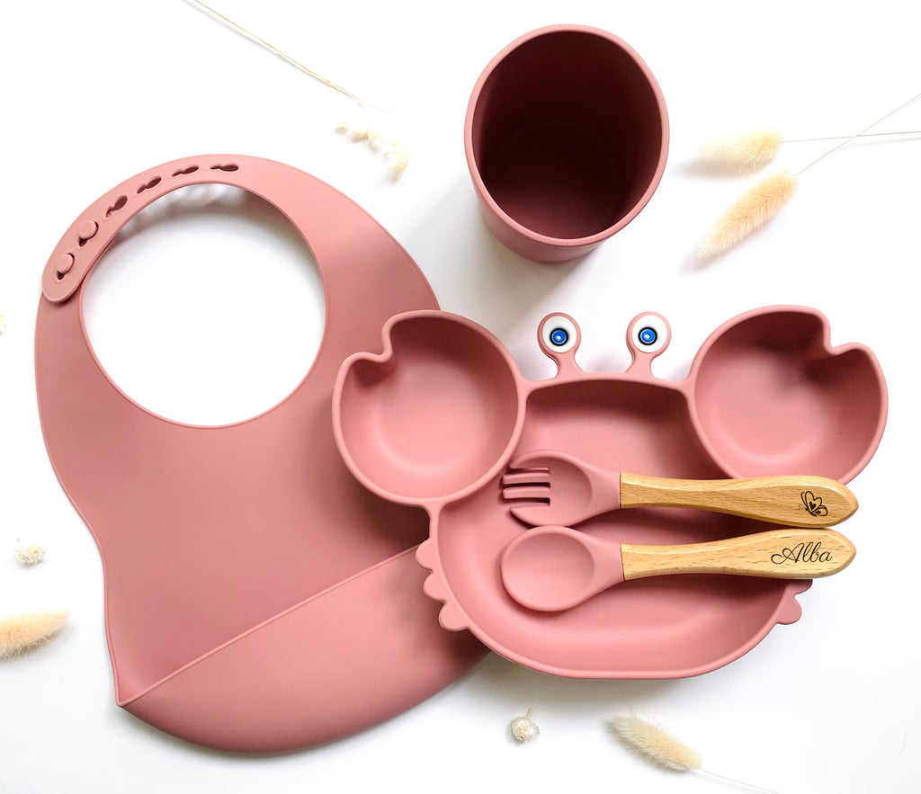 Coffret repas bébé en silicone personnalisé