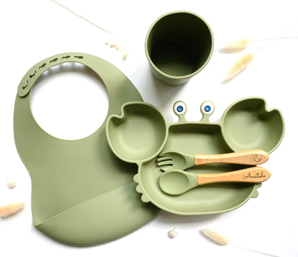 Coffret repas bébé en silicone personnalisé