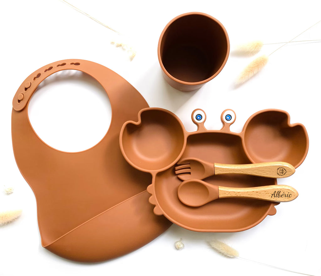 Coffret repas bébé en silicone personnalisé