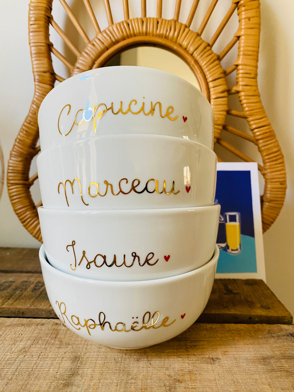 Bol en porcelaine personnalisé - Peint à la main avec votre prénom ou message