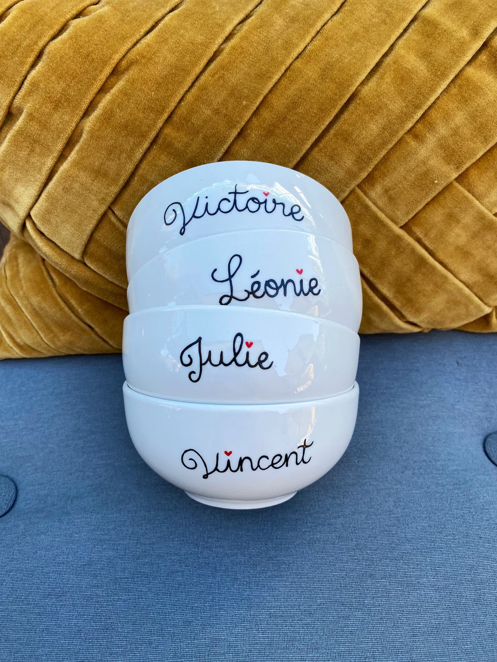 Bol en porcelaine personnalisé - Peint à la main avec votre prénom ou message