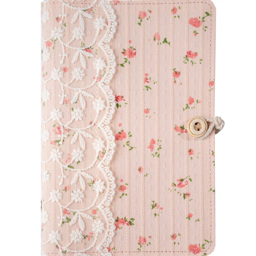 Carnet en tissu fleuri avec dentelle – le journal trop mignon pour écrire, rêver et créer