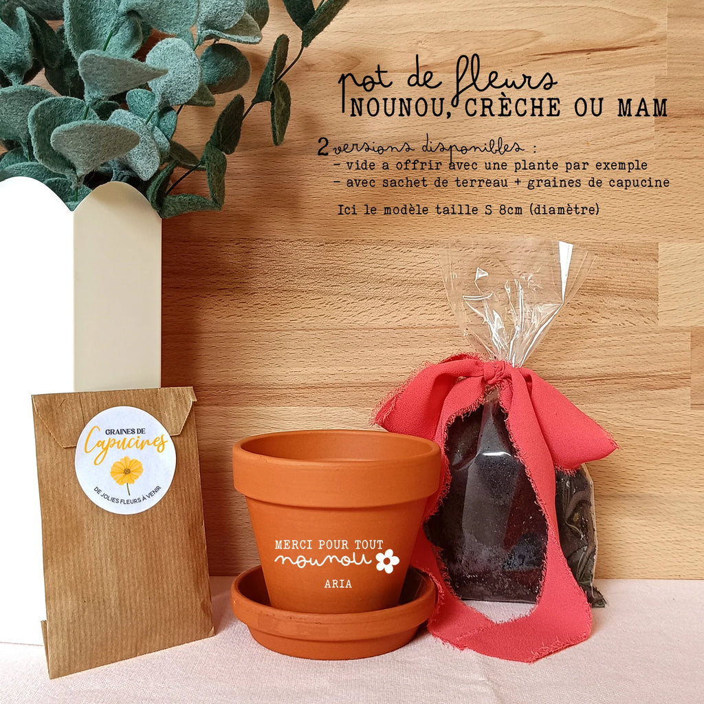 Pot de Fleurs Personnalisé – Cadeau Nounou / Crèche / MAM