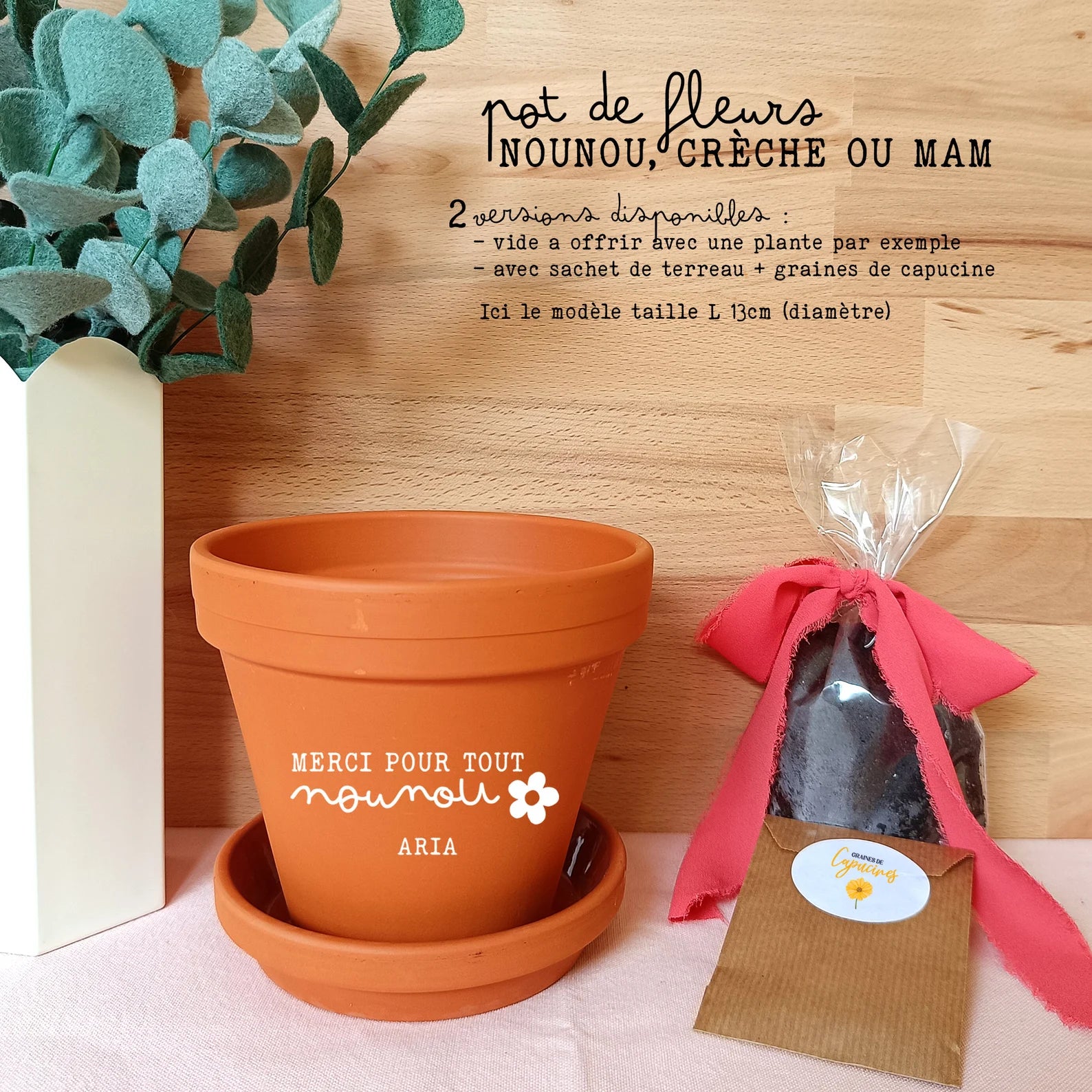 Pot de Fleurs Personnalisé – Cadeau Nounou / Crèche / MAM