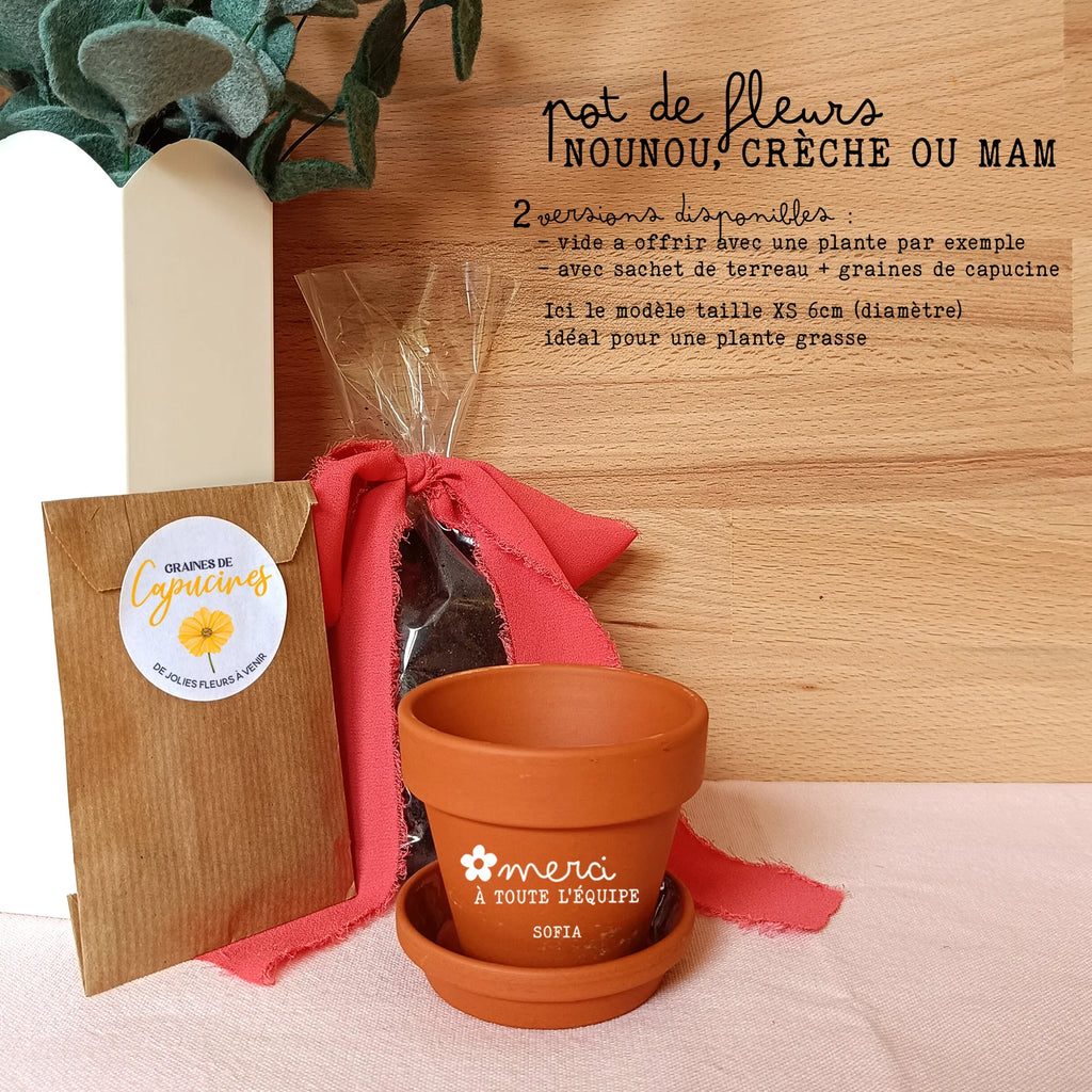 Pot de Fleurs Personnalisé – Cadeau Nounou / Crèche / MAM