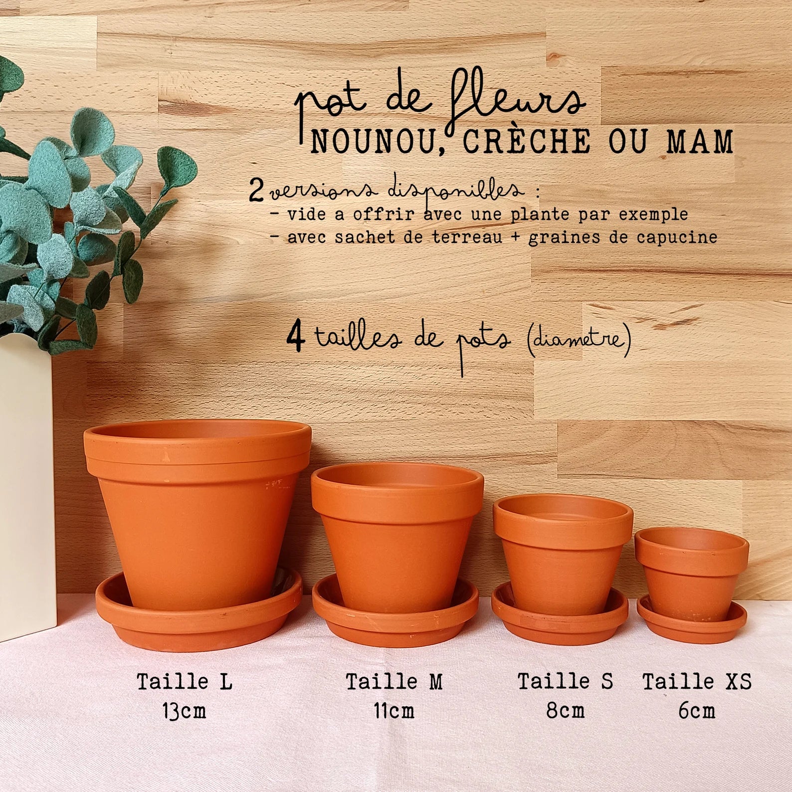 Pot de Fleurs Personnalisé – Cadeau Nounou / Crèche / MAM