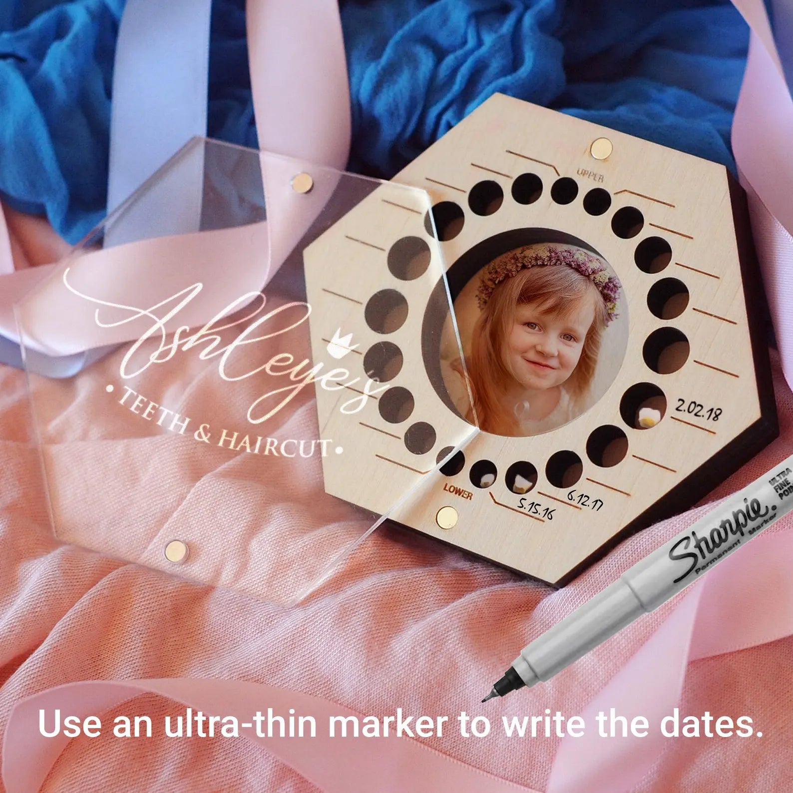 Boîte souvenir dents de lait & première mèche personnalisée