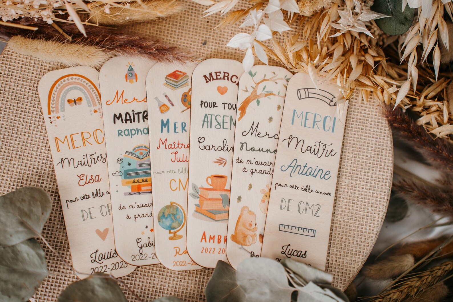 Marque-Page Personnalisé Merci Maîtresse / Maître / ATSEM