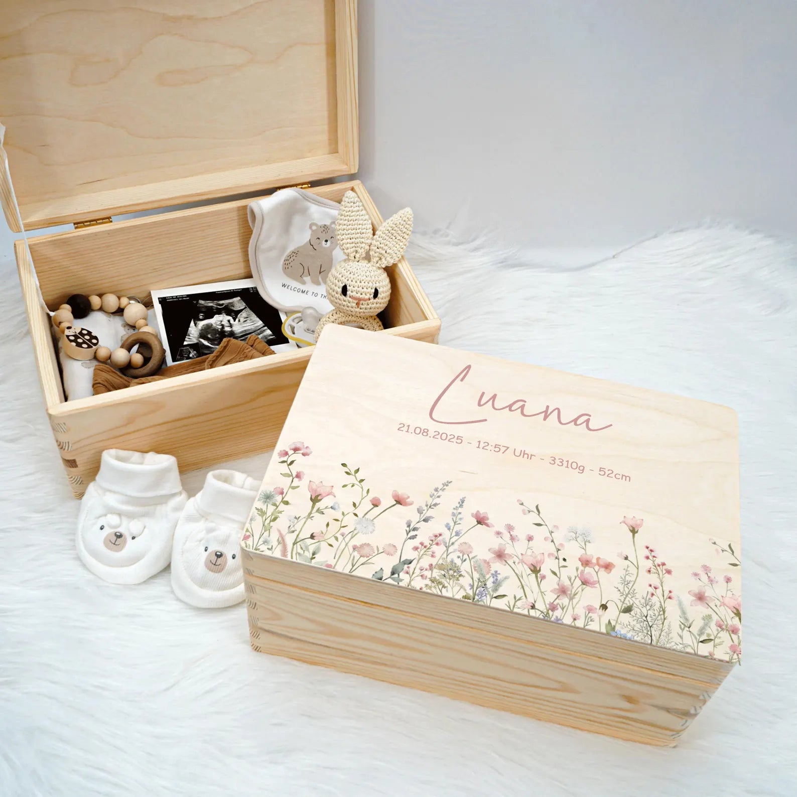 Coffret souvenir bébé personnalisé en bois