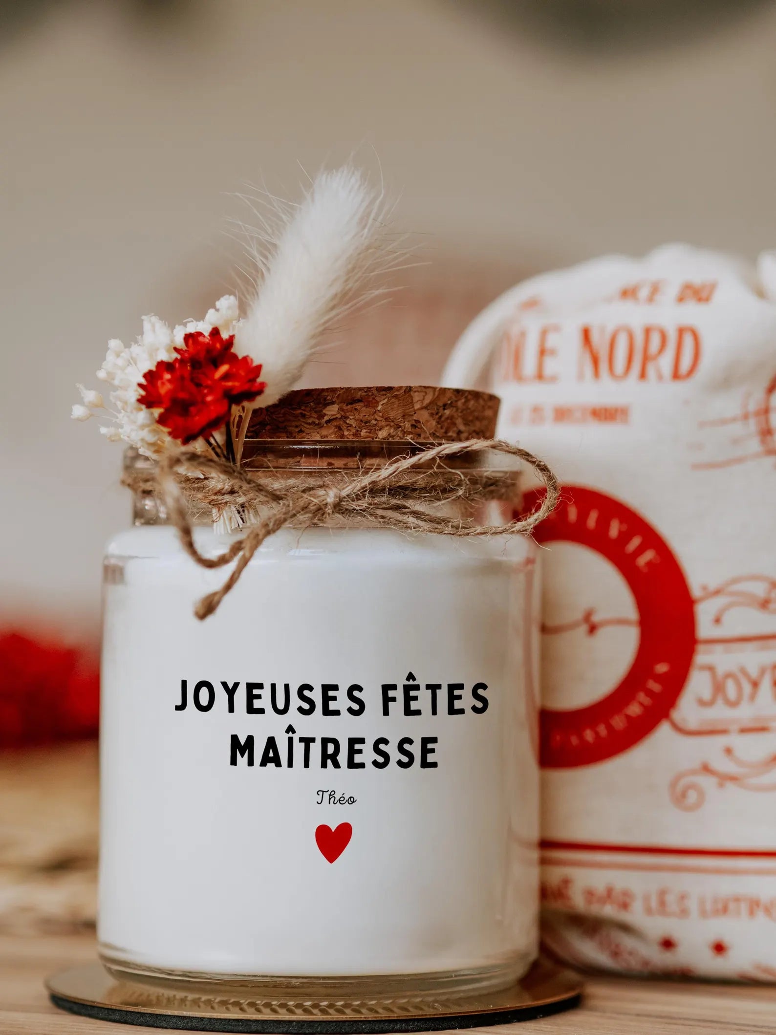 Bougie Personnalisée Maîtresse – Cadeau Noël