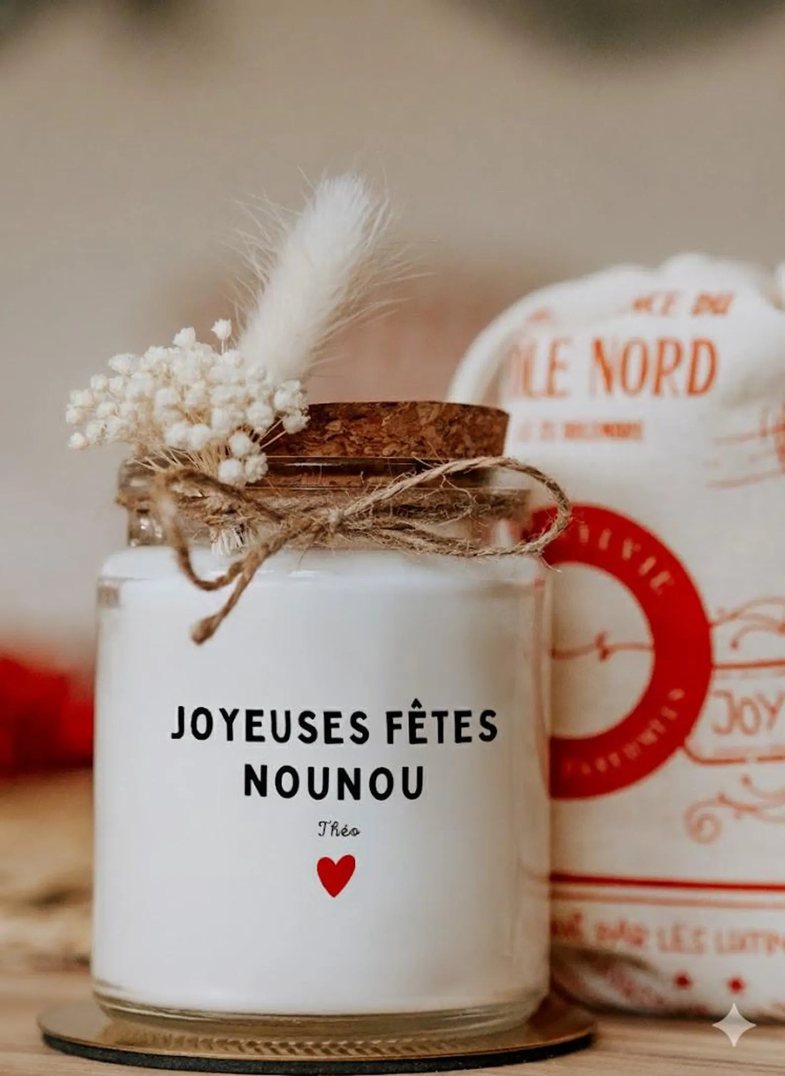 Bougie Personnalisée Nounou – Cadeau Noël