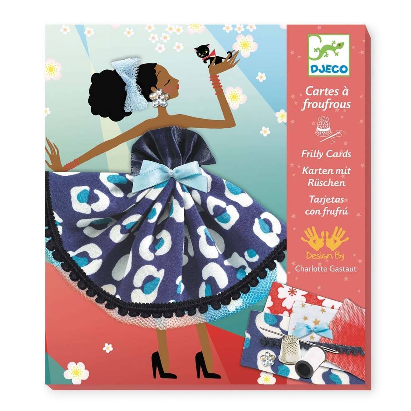 Images à coudre cartes à froufrous multicolore
