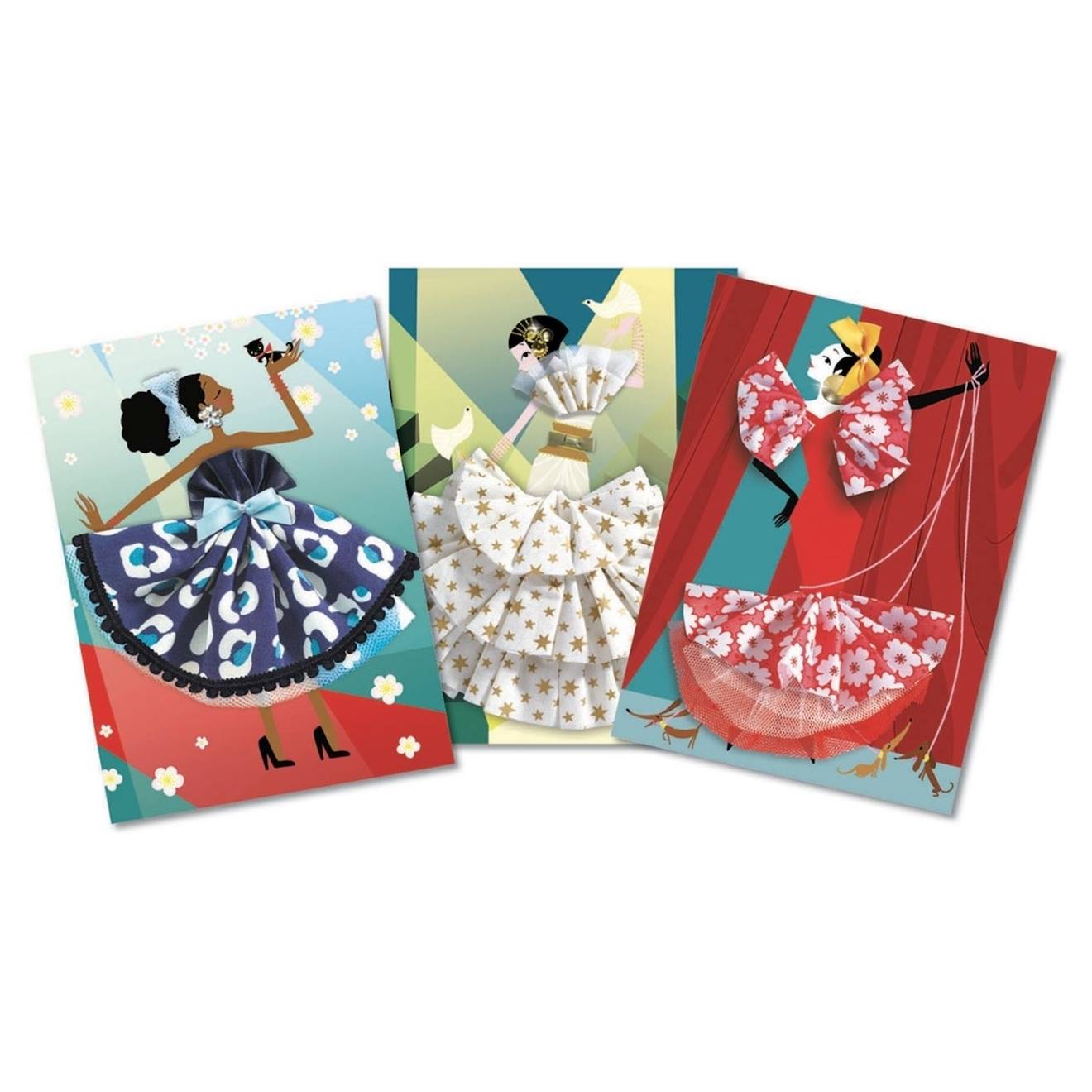Images à coudre cartes à froufrous multicolore