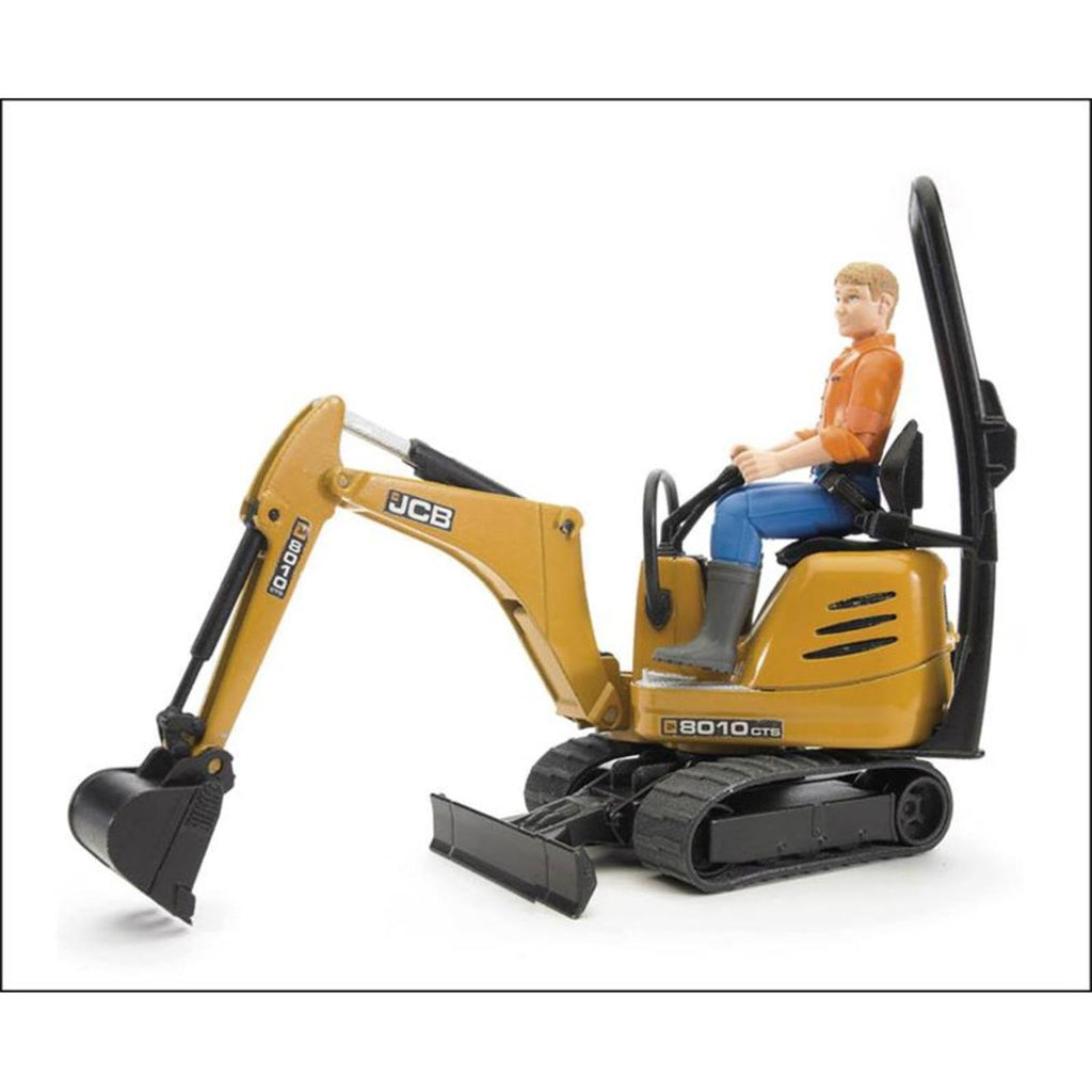 Jcb - micro pelle 8010 cts et ouvrier de la construction jaune et noir