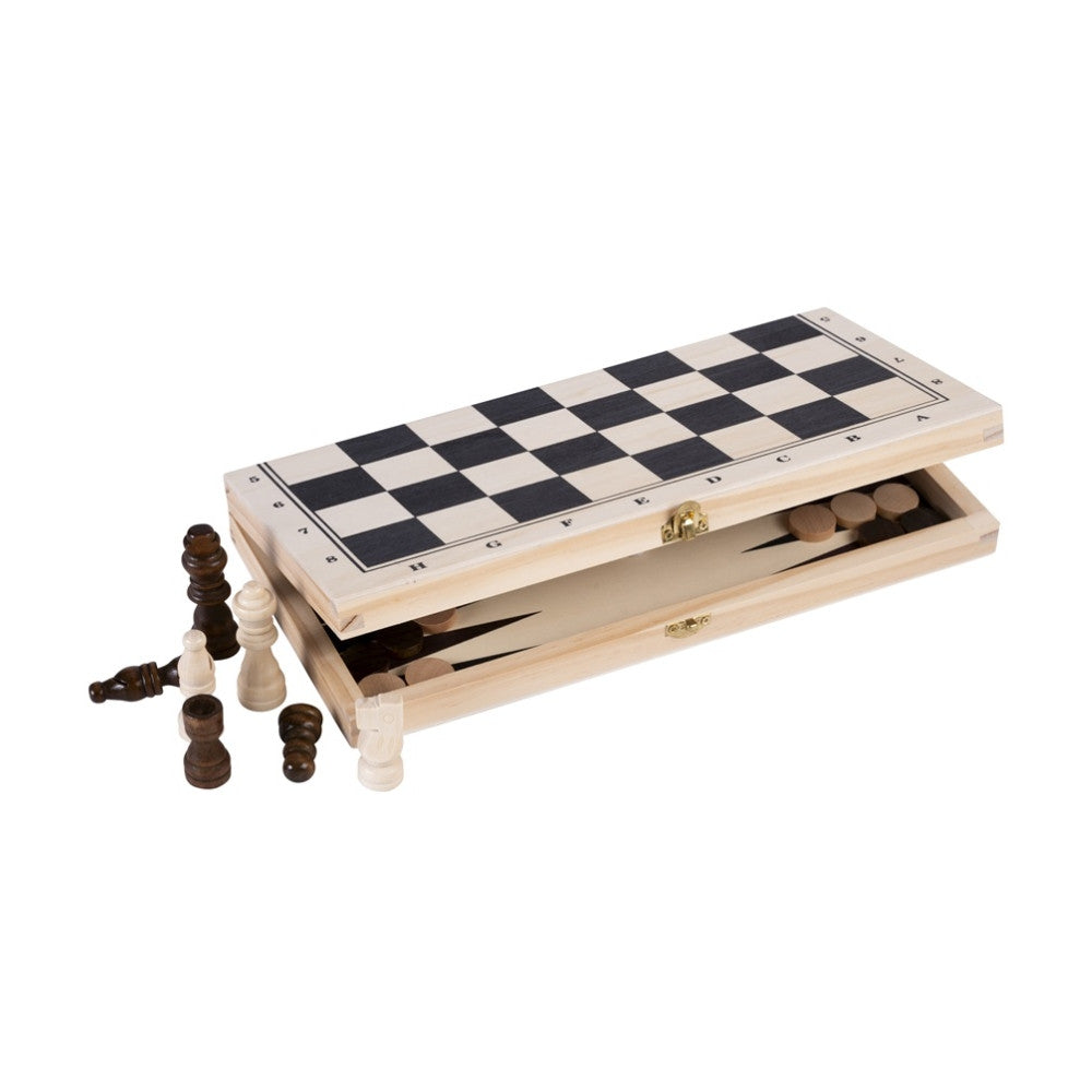 Jeu d'Échecs et Backgammon de Voyage en Bois - Jeux en Bois