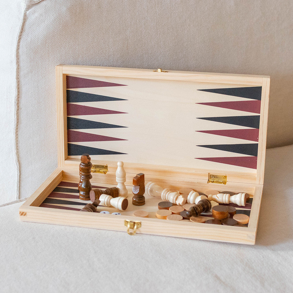 Jeu d'Échecs et Backgammon de Voyage en Bois - Jeux en Bois