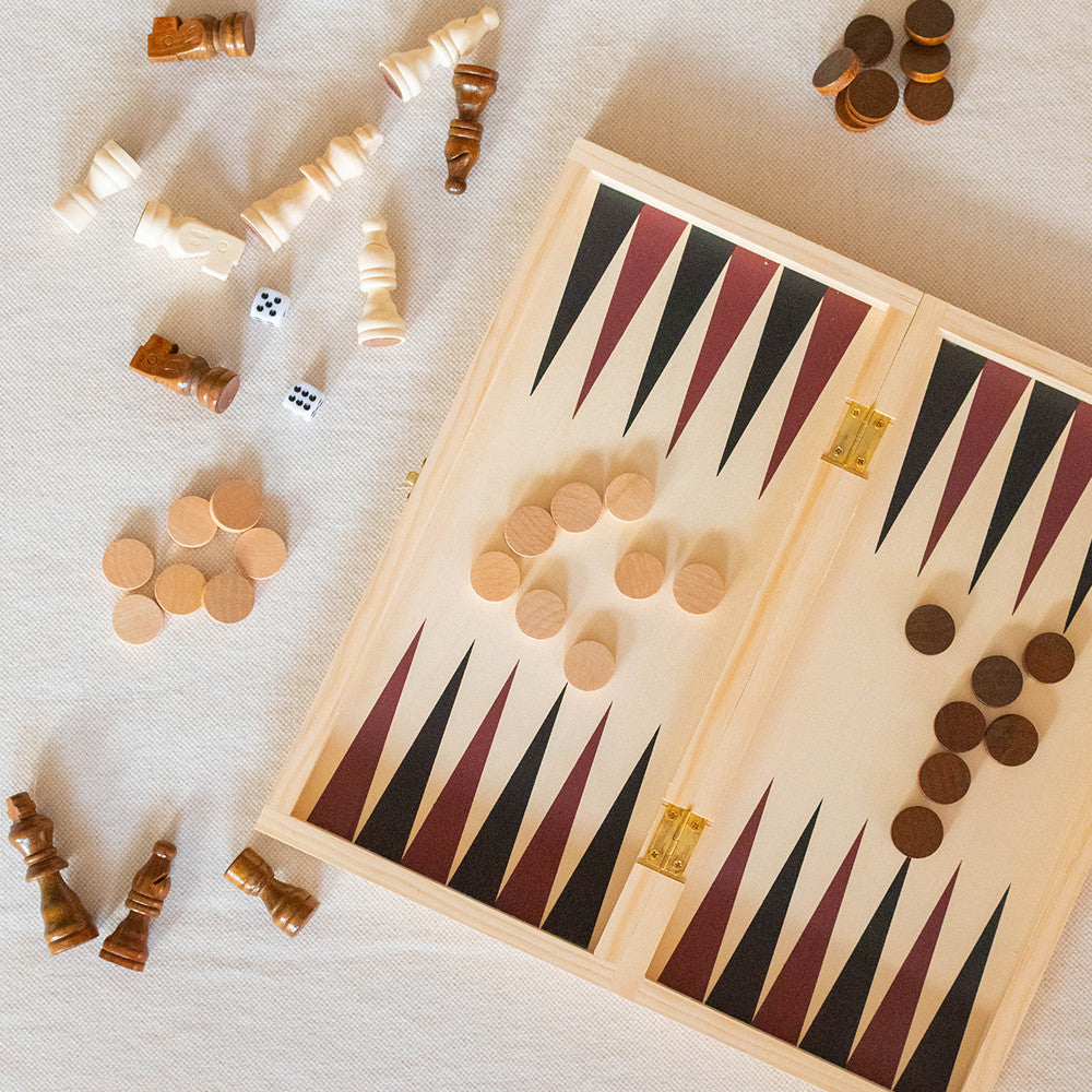 Jeu d'Échecs et Backgammon de Voyage en Bois - Jeux en Bois