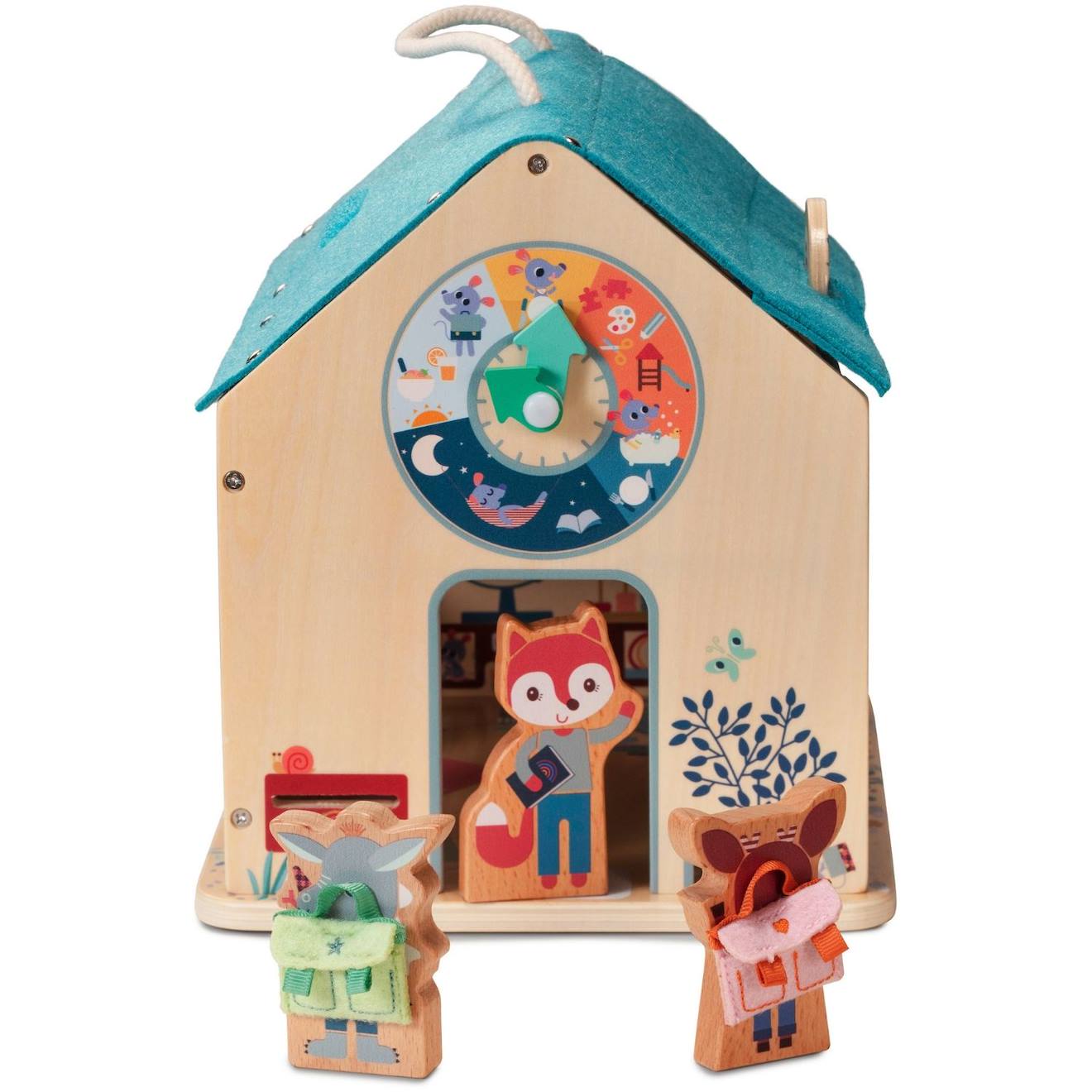 Jeu d'activités en bois ma première école beige, bleu, orange