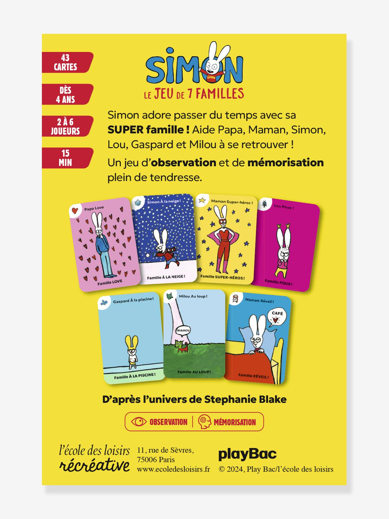 Jeu de 7 familles simon multicolore