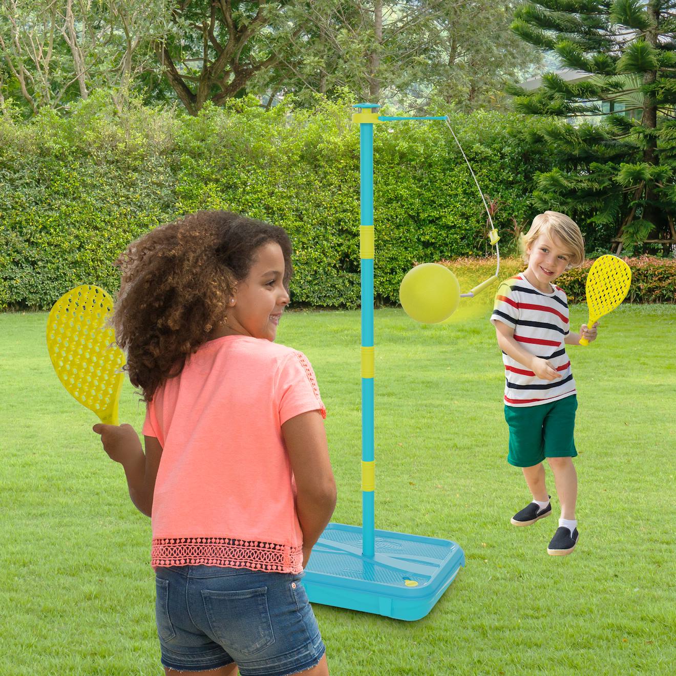 Jeu de balle swingball toutes surfaces early fun plastique bleu - jaune
