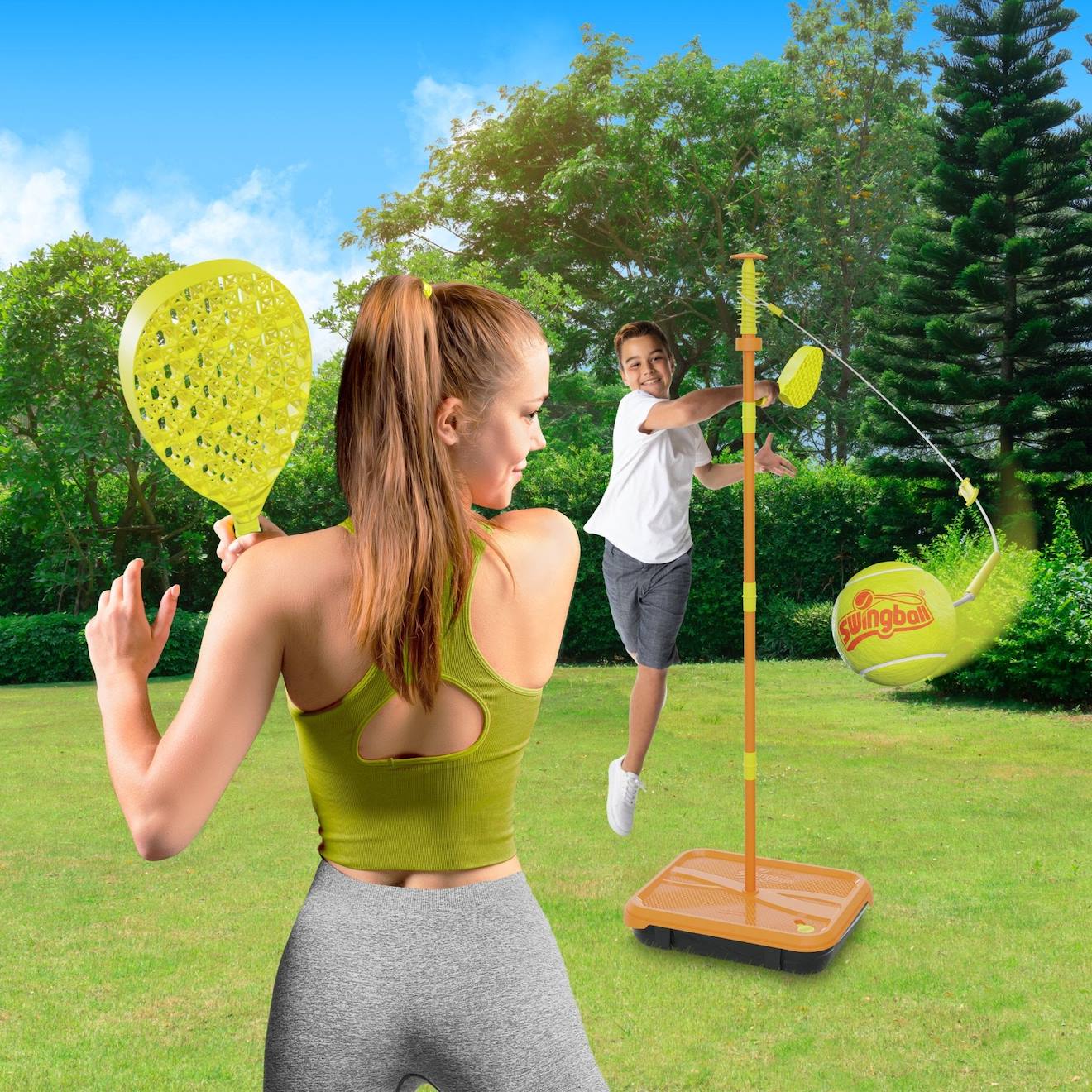 Jeu de balle swingball toutes surfaces tournament métal orange - jaune