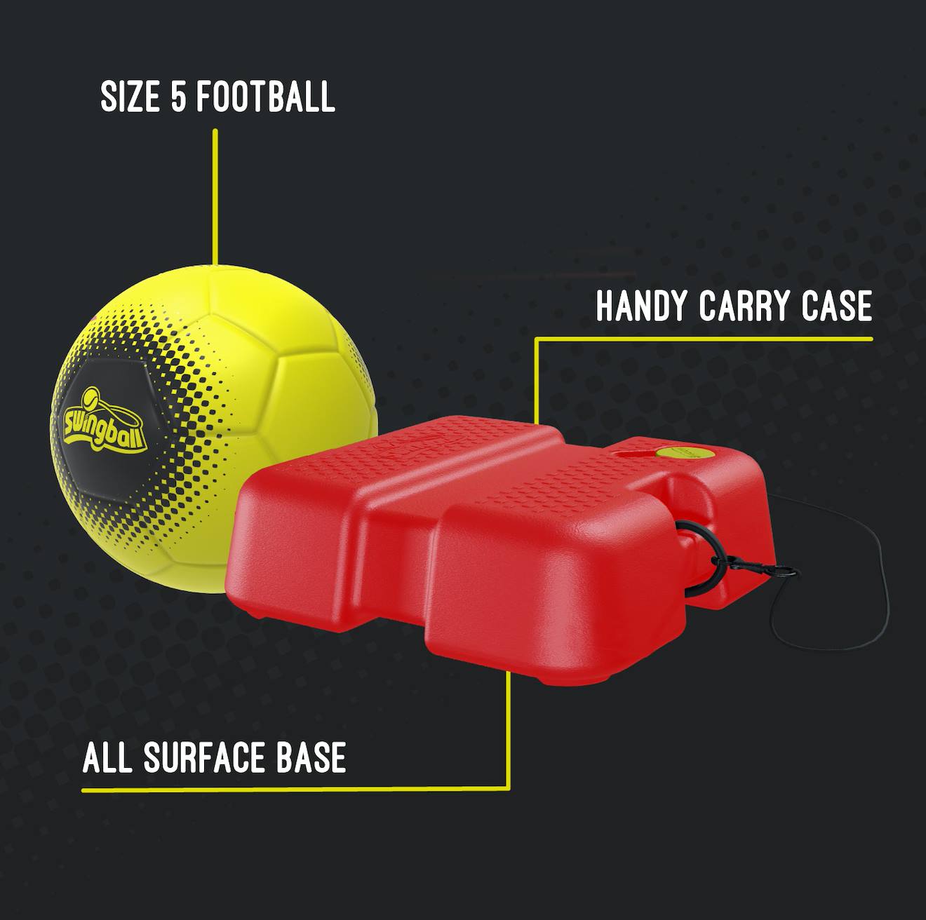 Jeu de balles swingball reflex football plastique noir - rouge - jaune