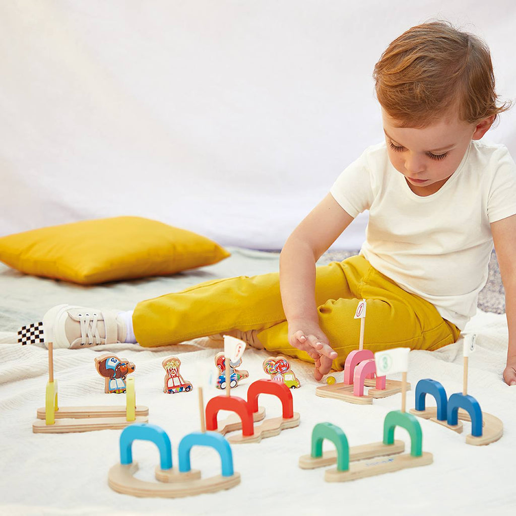 Jeu de billes circuit en bois FSC multicolore
