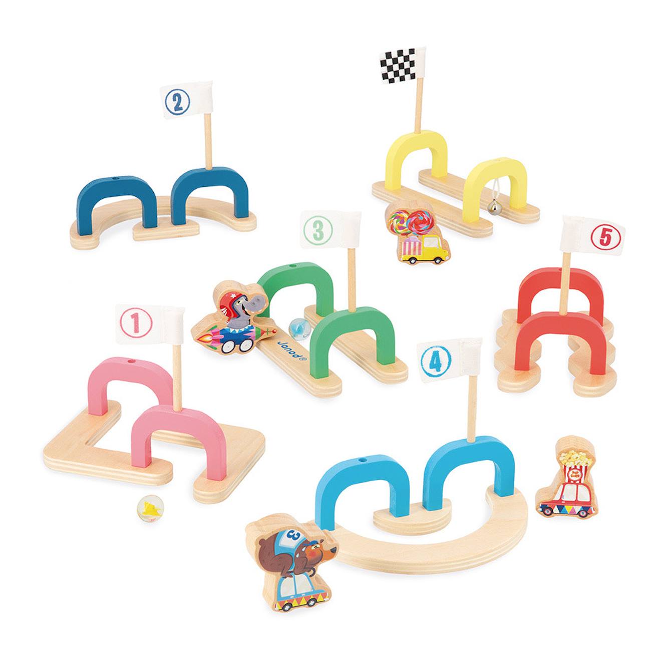 Jeu de billes circuit en bois FSC multicolore
