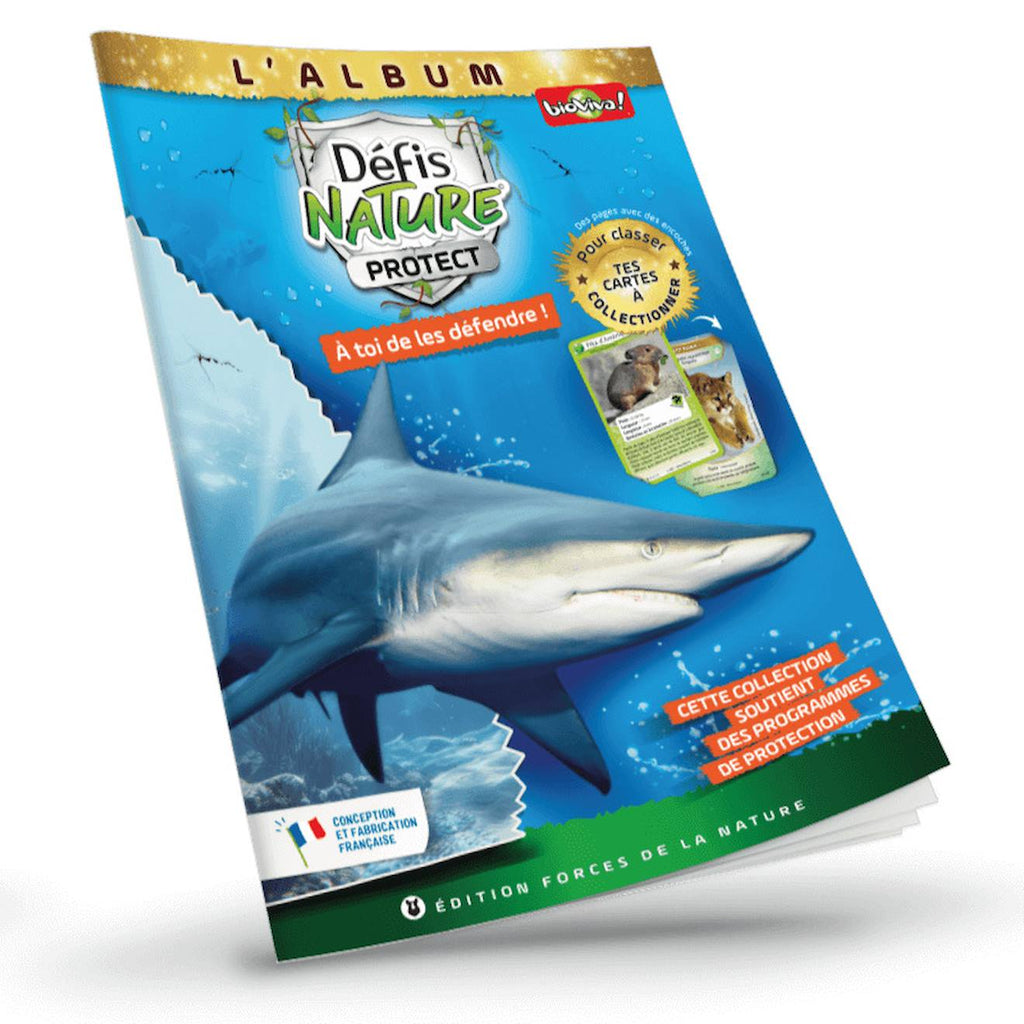 Jeu de cartes à collectionner défis nature protect - album de classement - couverture requin bordé - fabriqué en france multicolore