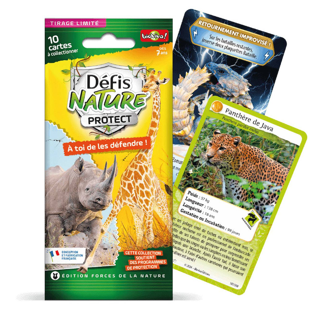 Jeu de cartes à collectionner défis nature protect - booster girafe d'afrique de l'ouest - forces de la nature - fabriqué en france multicolore