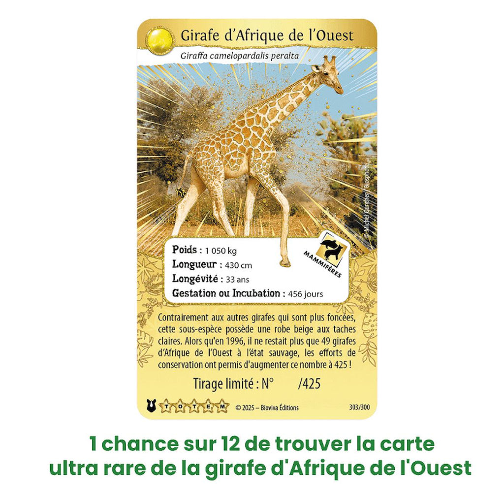 Jeu de cartes à collectionner défis nature protect - booster girafe d'afrique de l'ouest - forces de la nature - fabriqué en france multicolore