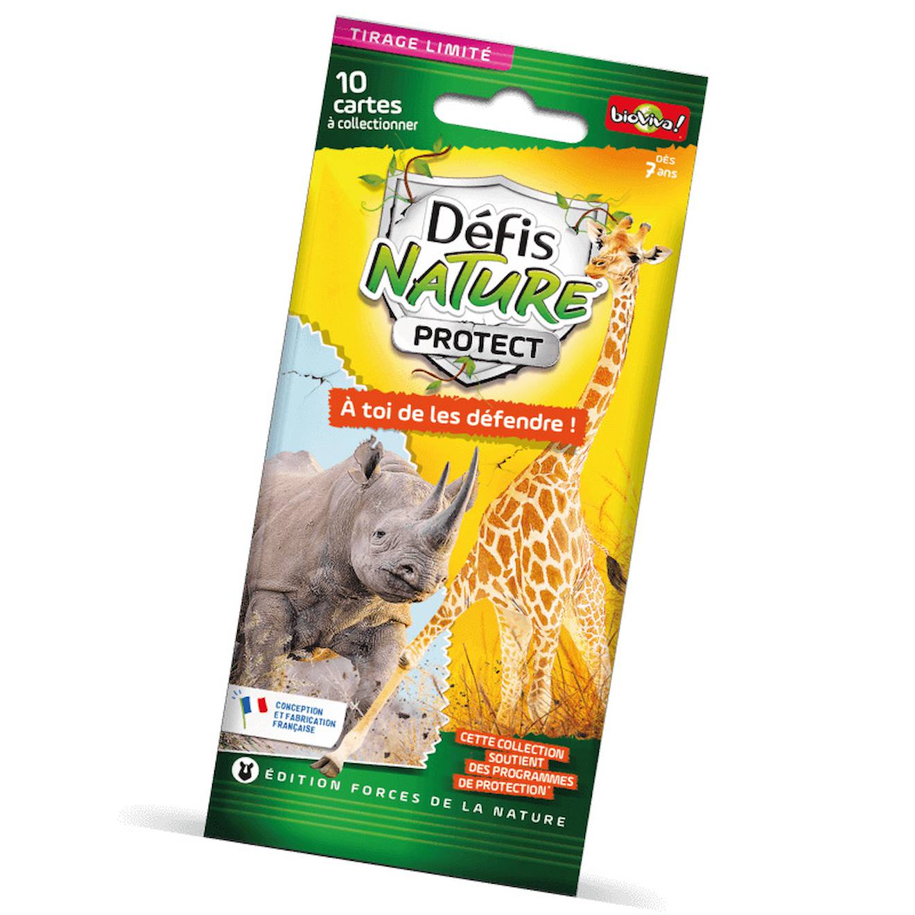 Jeu de cartes à collectionner défis nature protect - booster girafe d'afrique de l'ouest - forces de la nature - fabriqué en france multicolore