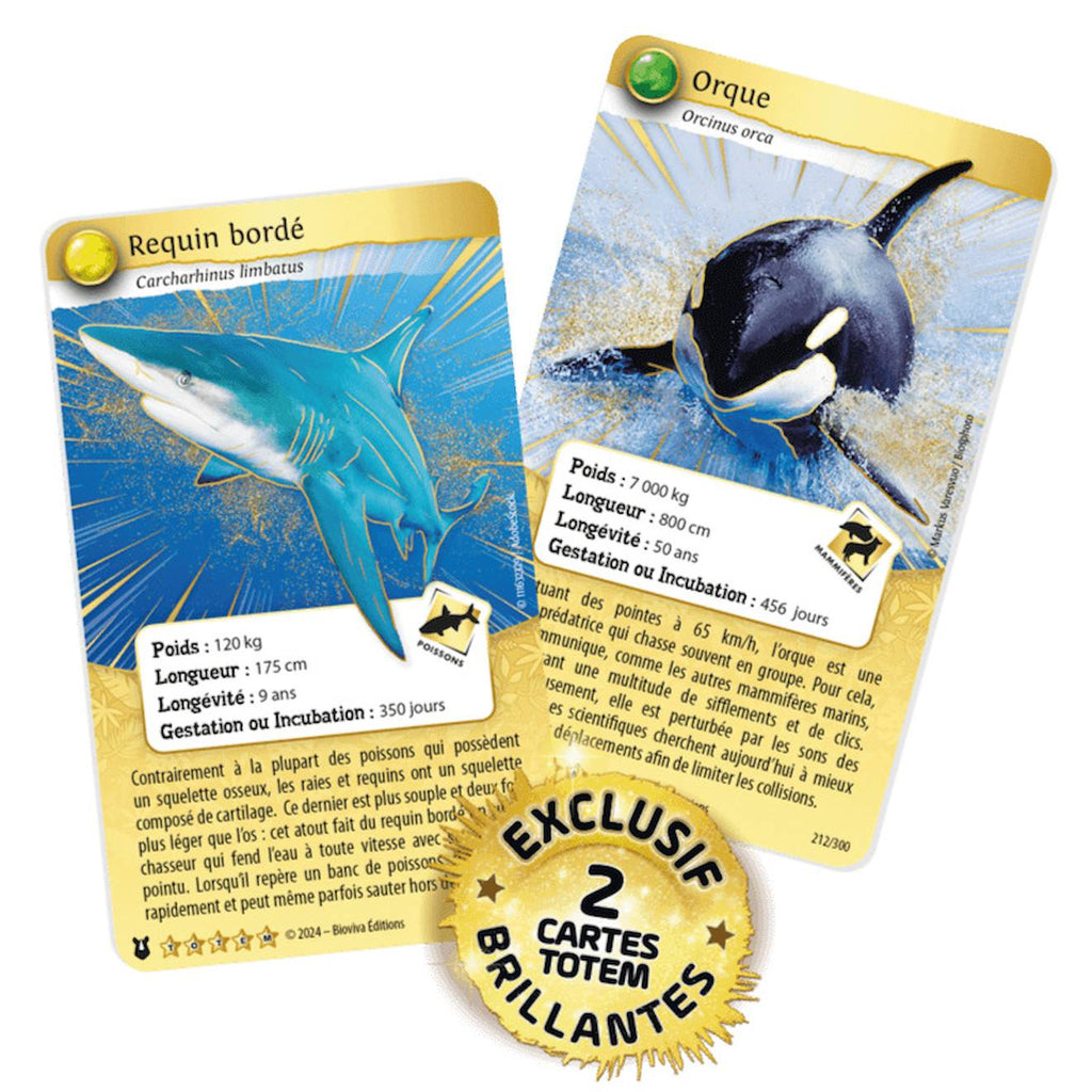 Jeu de cartes à collectionner défis nature protect - coffret 4 boosters - orque et requin - fabriqué en france multicolore