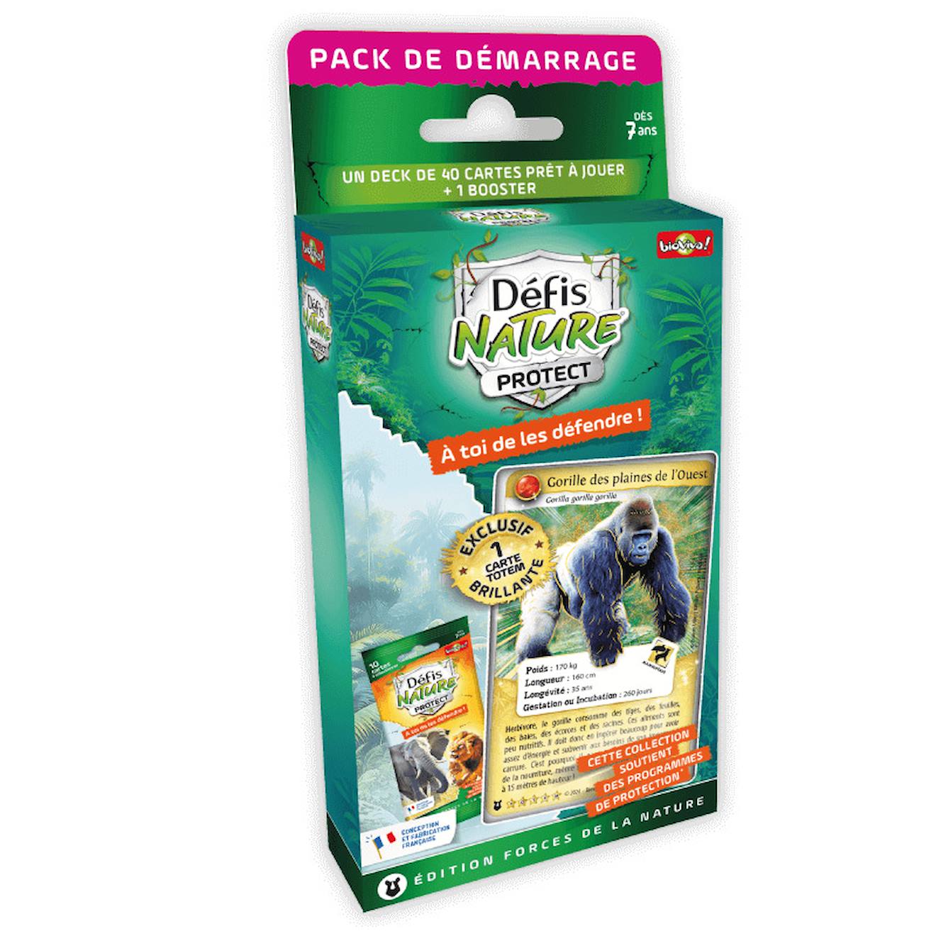 Jeu de cartes à collectionner défis nature protect pack de démarrage - gorille - fabriqué en france multicolore