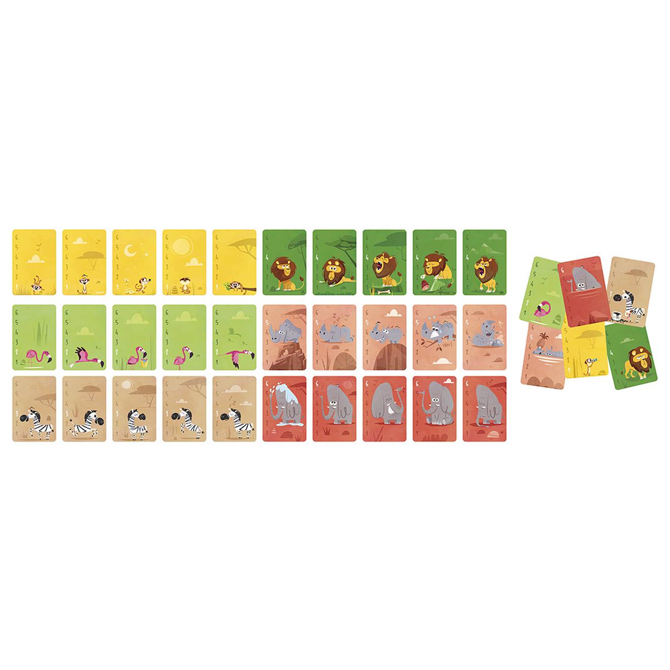 Jeu de cartes bataille les animaux d'afrique multicolore