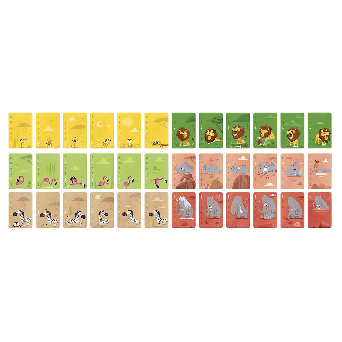 Jeu de cartes bataille les animaux d'afrique multicolore